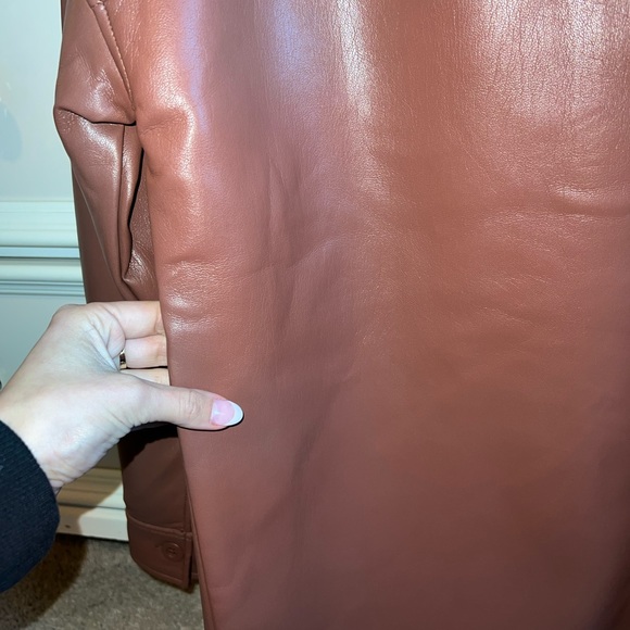 Aritzia Babaton Pelli Shirt Jacket - Brown Leather NWT - Picture 8 of 8